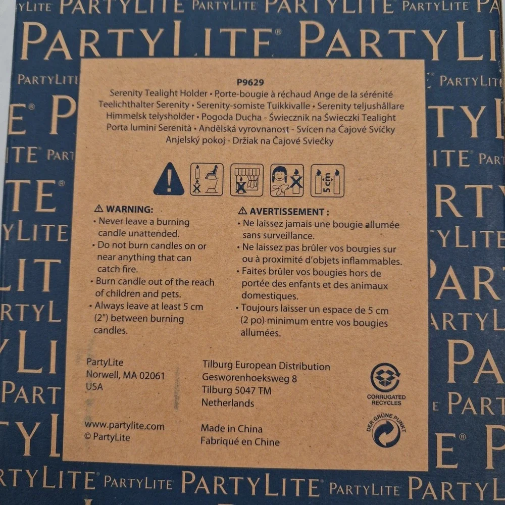 PartyLite Serenity Tealight Holder P9629 Cream Iridescent Angel NEW